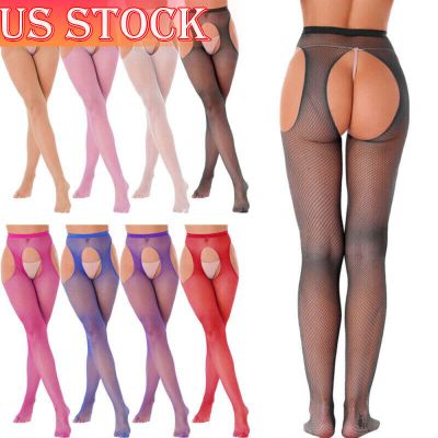 US Womens Mesh Hollow Out Fishnet Stocking Stretch Open Butt Tights Pantyhose