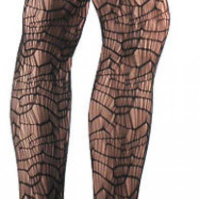 Webbed Spiderweb Black FOOTLESS Fashion Tights. Made in USA, Ships from Miami