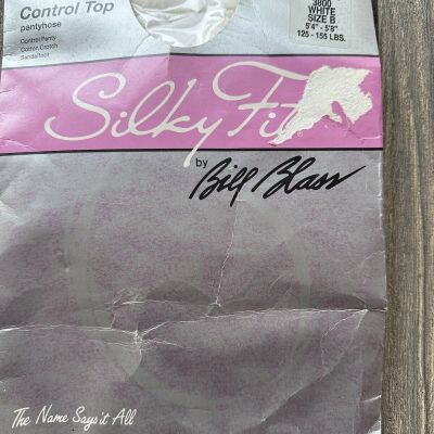 Vintage Silky Fit Control Top Panty Hose 3800 White Size B