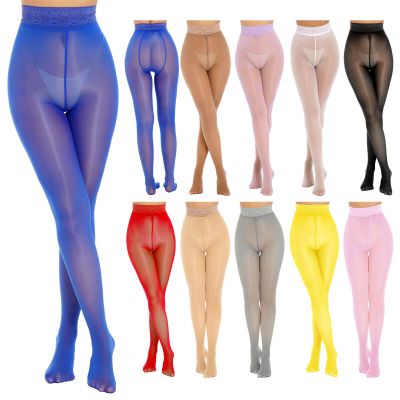 Women's Glossy Shiny Sheer Pantyhose High Waist Tights Pants Sexy Bodystocking