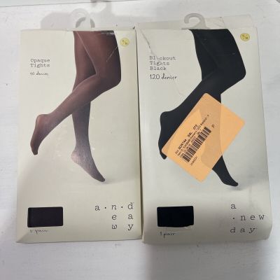 2 Pair Of Tights S/M A New Day Mesquite And Black