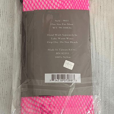 Leg Avenue Nylon Fishnet Stocking Thigh High Socks Women's One Size Neon Pink