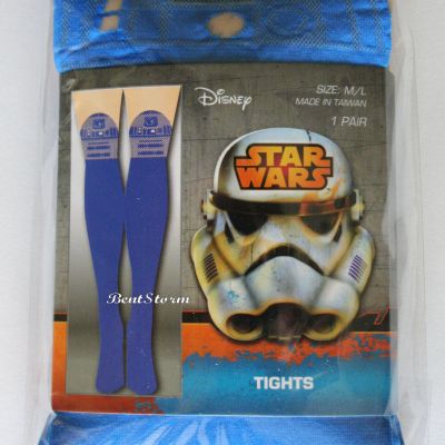 NEW Disney Star Wars R2D2 R2-D2 Droid Blue/Sheer Tights Nylons Stockings S/M M/L