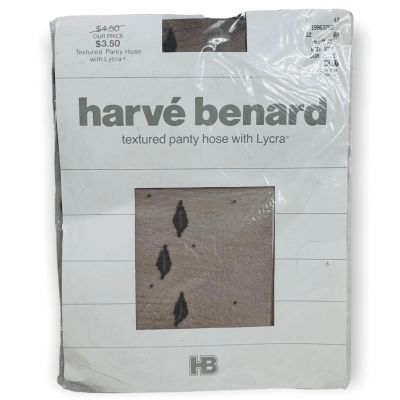 Vintage Harve Benard Textured Printed Nylon Stockings Size Medium Grey Pantyhose