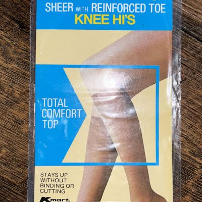 Kmart Nude/Suntone Sheer Reinforced Toe Knee High Size 9-11 Stockings Vintage