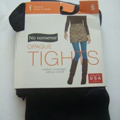 NEW NO NONSENSE Opaque Black Woman's Tights Size S For Work Or Back To School