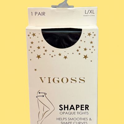 Vigoss Shaper Opaque Tights Women L/XL 1 Pair Black Smoothes Shapes Curves Nylon