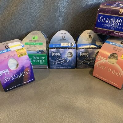 VTG 6  Leggs Pantyhose Sheer Energy,Comfort,Silken Mist, & Day SIZE B NOS