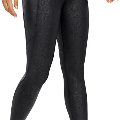 CRZ YOGA Matte Faux Leather Leggings for Women 28'' - High Waisted Stretch Pleat