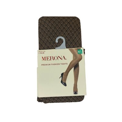 Merona Premium Fashion Tights Shiny Brocade Ebony Gold 1 Pair - M/L