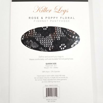 Yelete Killer Legs Fishnet Pantyhose Stocking ( Rose & Poppy Floral ) Size Queen