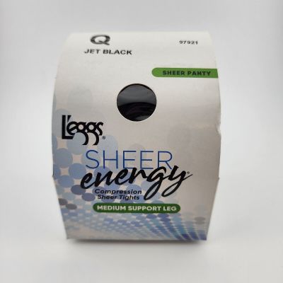 L'eggs Medium Support Leg Sheer Panty Tights Size Q Jet Black, Large