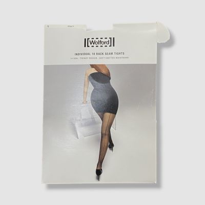 Wolford Women's Black Individual 10 Back Seam Sheer Tights Size Small