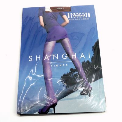 New Wolford Rare Shanghai Printed Tights Small Pine Brown 18220