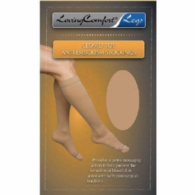 Loving Comfort Anti Embolism Stockings Closed Toe Moderate M Beige 1 Pair 2 Pack