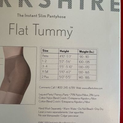 Berkshire Vintage 8016 Taupe Size 2 Plus Flat Tummy Instant Slim Pantyhose