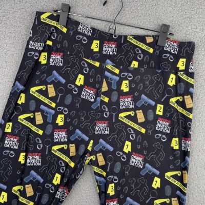 Crime Scene Tape Legging Womens TC2 Plus Size Stretch Black