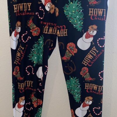Runway Ready Couture Christmas Leggings NWT Size 1X  “Howdy Christmas”