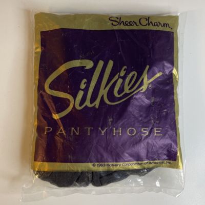 Vintage 1993 Silkies Sheer Charm X-Tall Pantyhose Off-Black 533 New In Package