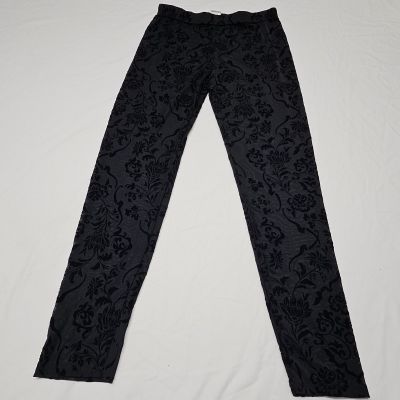 Unbranded Women's Black See Through Floral Lace Velvet Legging Size L