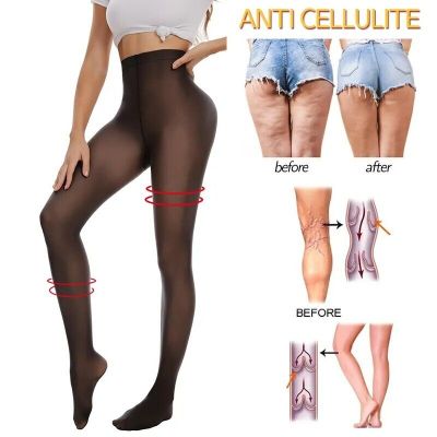 Women's High Waist  Anti Cellulite Slim Panties Fleece Thermal Tights Stockings