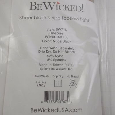 Be Wicked! 718 Tights Sheer Block Stripe Footless Tights One Size