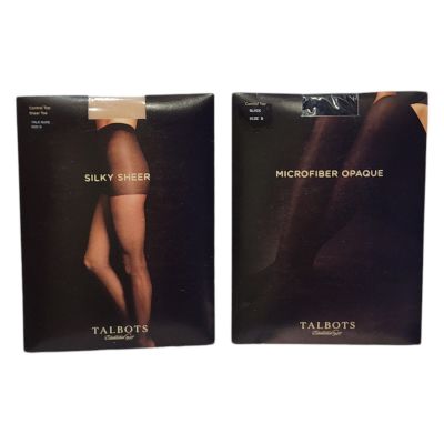 2 Pair Talbots Pantyhose Size B Silky Sheer Tights Microfiber Opaque Control Top