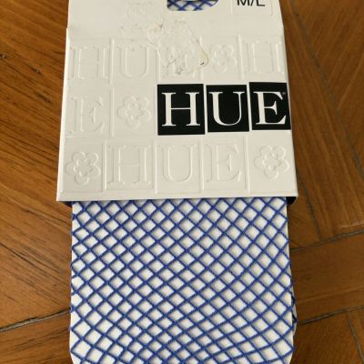 NOS Hue Super Fishnet Mediterranean Blue Tights Size M/L 165-200 lb