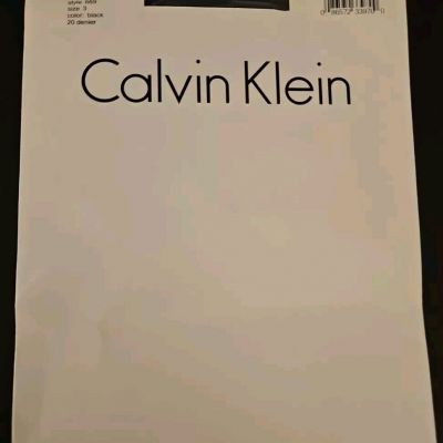 New Black Calvin Klein Silken Sheer Control Top Panty Hose Size 3
