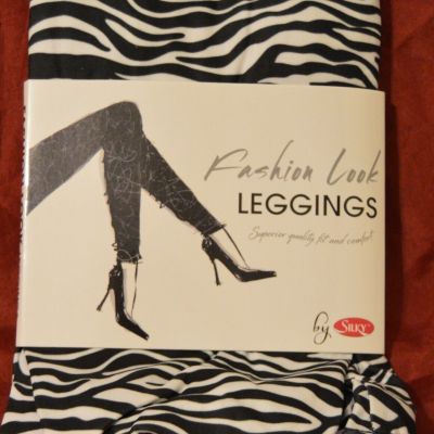 Silky Fashion Look Zebra Leggings Size Large Elastic Waist Band (A10)