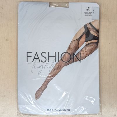 CALZEDONIA RETE REGGICALZE GEOMETRICO Tights with Waistband T. 3/4 M/L - New