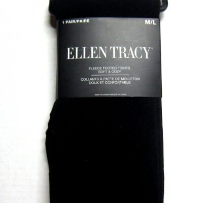 Ellen Tracy Women's M/L Fleece Footed Lined Tights Solid Black New