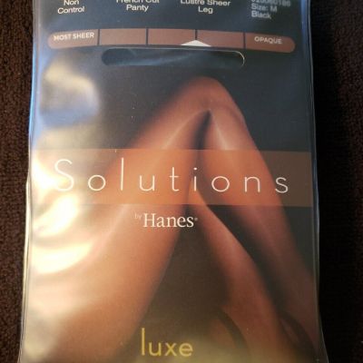 Vtg Hanes Solutions Luxe Black French Cut Panty Sheer Leg Panty Hose Size M New