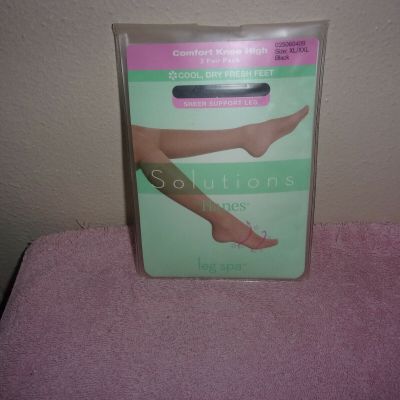 NEW LADY'S HANES SOLUTIONS  KNEE HIGH NYLONS with SHEER SUPPORT LEG  XL/XXL
