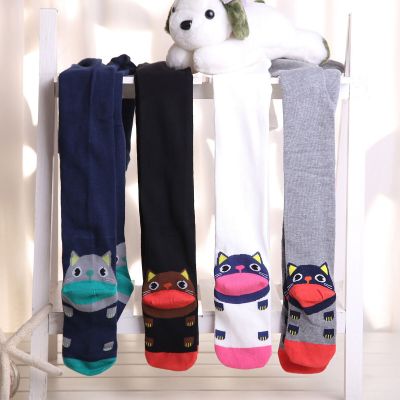 Fashion Girl Kid Pantyhose Stocking Tights hose with Cute Cat Foot Bottom M Size