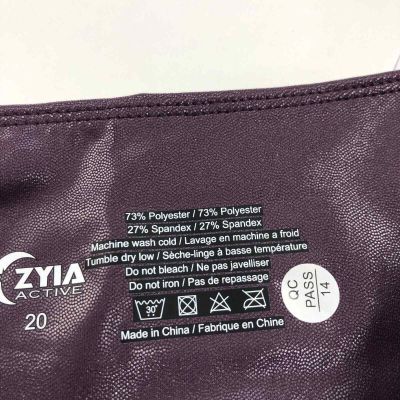 Zyia Active NEW 20 (Fits 32W 24L) High Rise Metallic Shiny 7/8 Legging Purple