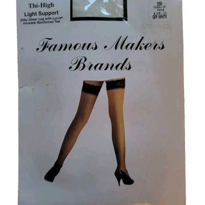 Vintage Famous Makers Brands Lace Top Thigh High Stockings One Size Off White