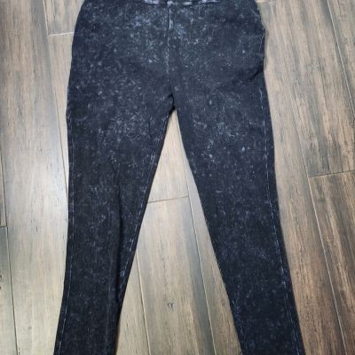 Zenana Black Stone Wash Yoga Leggings Plus Size 1X Pull On Ankle