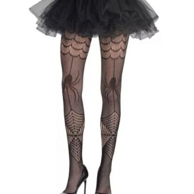 Spider Web Fishnet Stockings Tights Halloween Black Widow Sexy Adult One Size