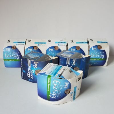 Lot 8 L'eggs Size B Sheer Energy Medium Support Leg Control Top Pantyhose Nude *