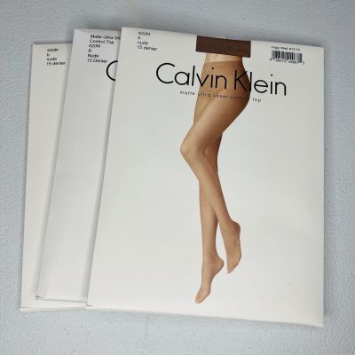Calvin Klein Matte Ultra Sheer Control Top Pantyhose In Nude Size B 3 Pairs 620N