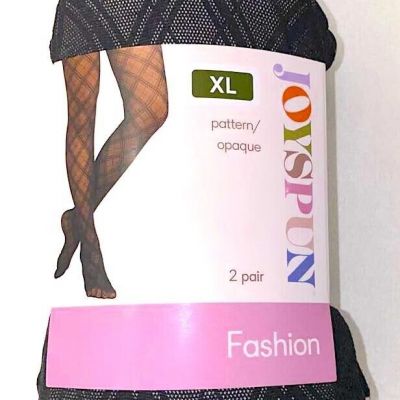 Joyspun Women's Opaque & Black and Gray  2 Pack Tights Size XL NEW