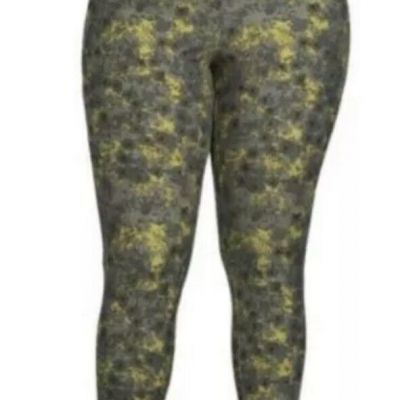 Terra & Sky Womens Green High Rise Sueded Floral Leggings Size 0X (14W) NWT