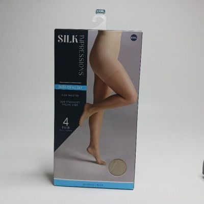 Silk Impressions High-Waisted Sheer Pantyhose (Beige) Size (XXXL) 4-Pack