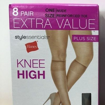 Hanes Style Essentials Plus-size Knee Highs - Nude. pack  of 12.New