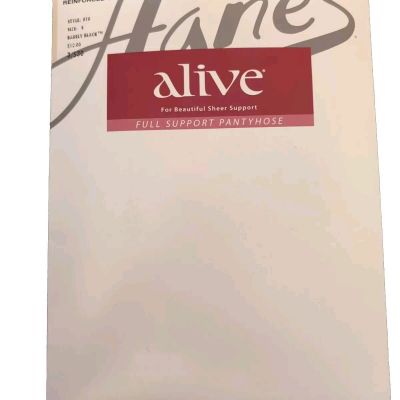 Hanes Alive Pantyhose Full Support Control Top Style 810 Size E Barely Black