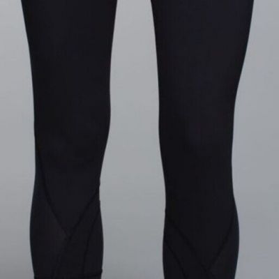 Lululemon Black Vertical Zip Pockets Mesh Panel Yoga Athletic Crop Leggings! 4