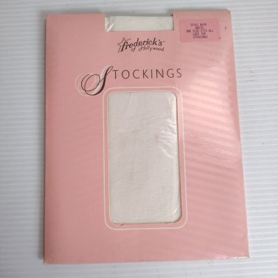 Fredericks of Hollywood Lace Top Stockings Misses OSFA Sheer White Nylon Stretch