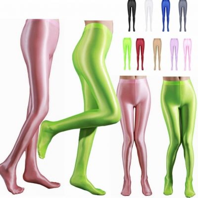 Women's Shiny Glossy Footed Tights Pantyhose Hosiery Bodystockings Long Pants