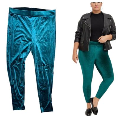Torrid Velvet Velour Leggings Pants Emerald Green Women's Plus Size 3X 22-24 NWT
